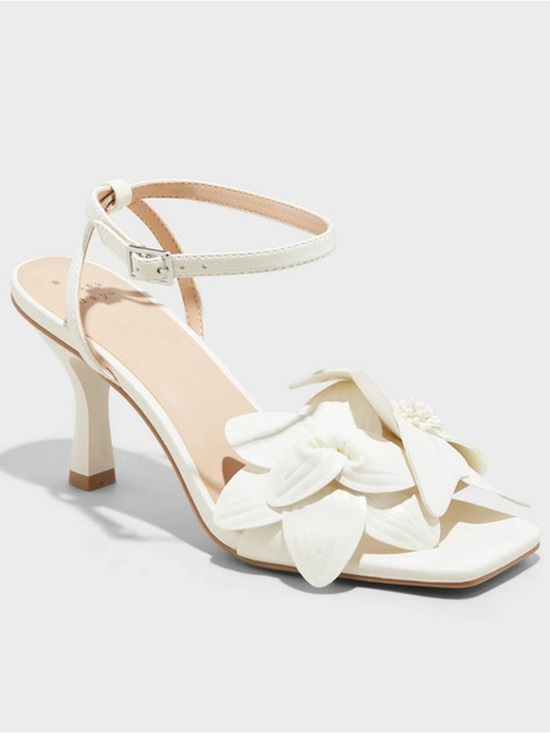 a new day Shoes - A New Day (Target) Ivory Floral Square-Toe Slingback Heels